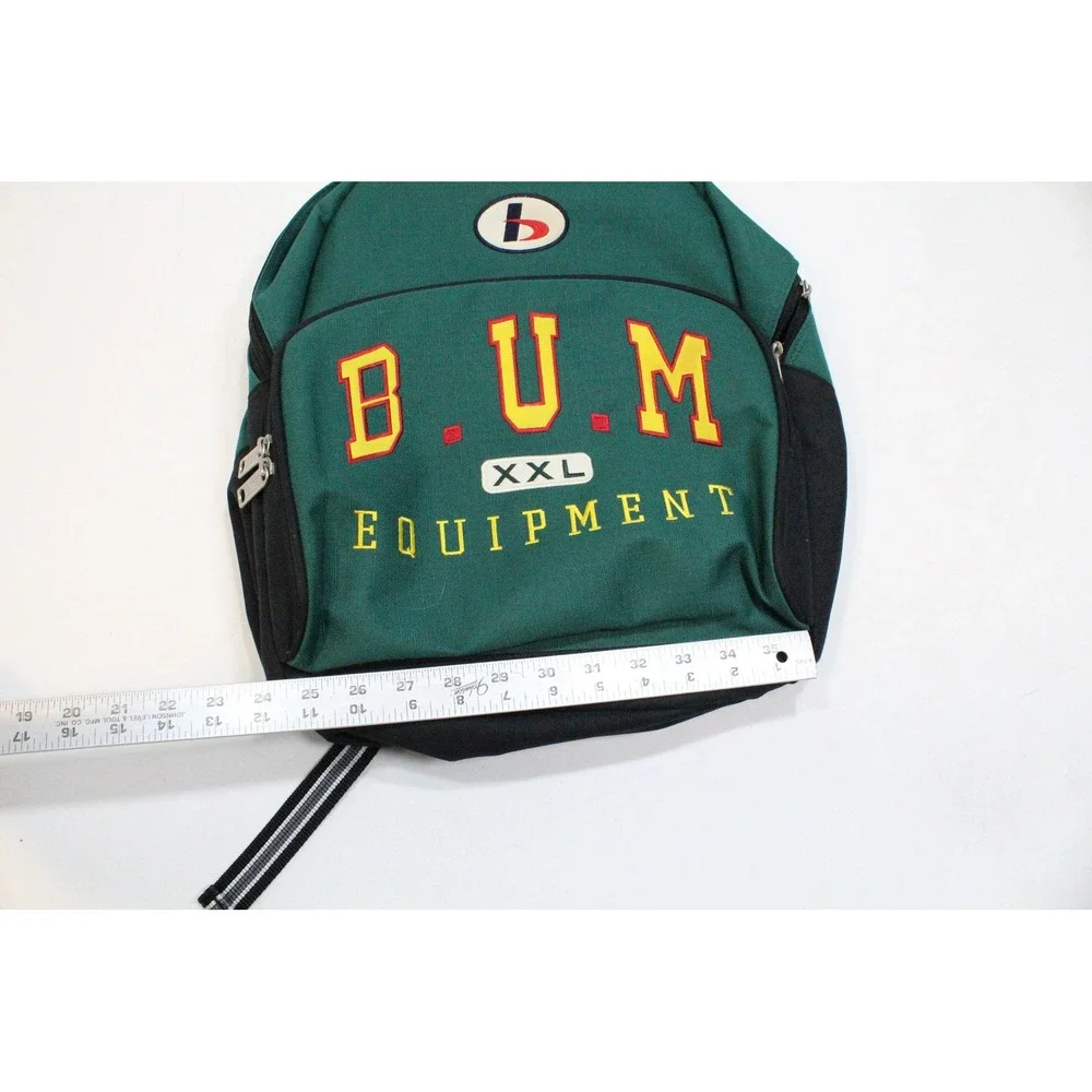 Vintage BUM Equipment XXL Backpack Forest Green Black Embroidered School Bag